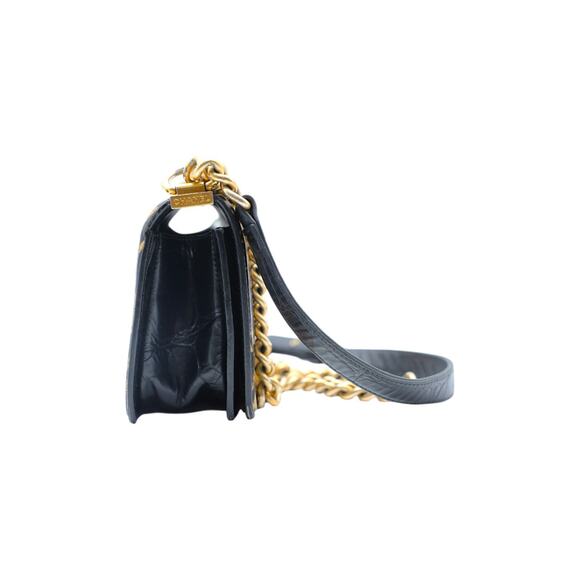 CHANEL Boy Small Calfskin Crocodile Embossed Graffiti Bag In Black - Picture 4 of 7